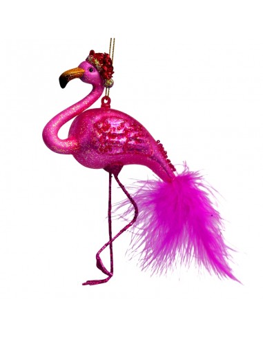 Flamingo m/julehat, Glas ornament - Vondels